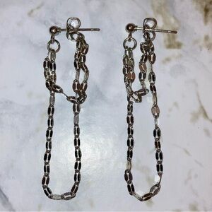 Silver Chain Dangle Drop Earrings Whimsigoth Punk Goth Dainty Minimalist Jewelry
